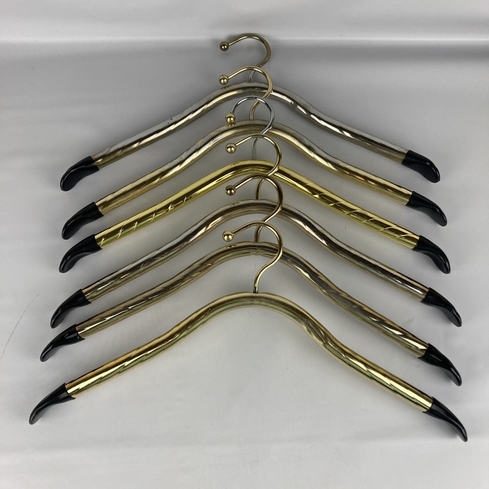 MCM Hollywood Regency Metal Hotel Clothes Coat Tube Hangers Set Of 6